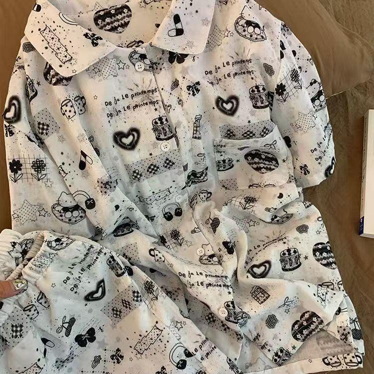 New sweet cartoon penguin pajamas women's summer short-sleeved shorts can be worn outside the suit student dormitory loungewear