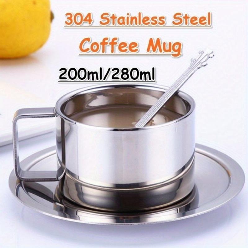 Высококачественная кофейная чашка из нержавеющей стали, чашка для воды, чашка для перемешивания, кружка/чашка для молока с тарелкой и ложкой