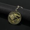 Winter Is Coming House Stark Wolf Head Badge Key Chains Pendant Ice And Fire Keyring Llaveros Of Movie Gifts