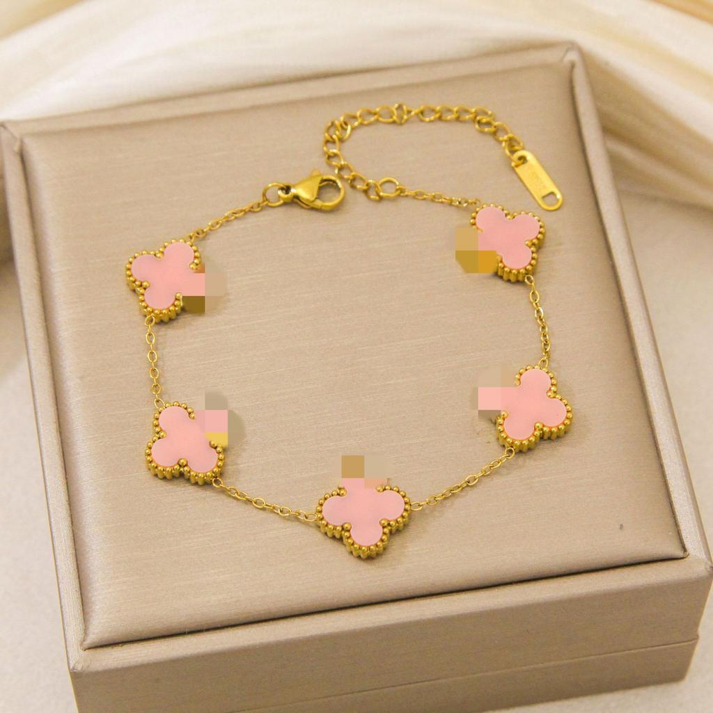 Браслет из титановой стали 'Счастливый четырехлистный клевер' 13 мм, двусторонний, не выцветающий, элегантное женское украшение