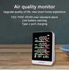 For Home 5 In1 CO2 Meter Digital Temperature Humidity Sensor Tester Air Quality Monitor Carbon Dioxide TVOC HCHO Detector