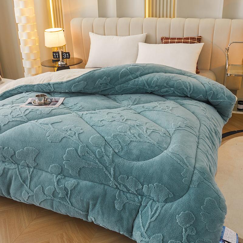 Thick Warm Imitation Lambswool Winter Blanket for Bed Soft Jacquard Coral Fleece Quilt Double Sided Plush Weighted Blanket 5kg