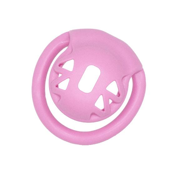 Pink small ABS plastic hollow male chastity cage penis lock with 4 size curved ring sex toys