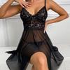 Underwear Sexy Mesh Perspective Temptation Irregular Pajamas Hollow Lace Suspender Nightdress Loungewear