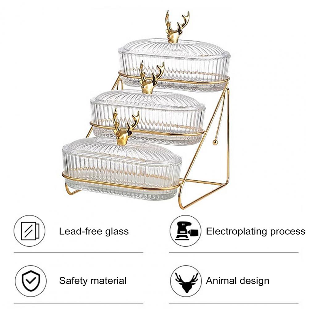 3D Дизайн Сервировочная Чаша Поднос Органайзер Элегантный 3-х уровневый Поднос Для Орехов Сухофруктов со Стильной Крышкой Из Лося Nordic Для Фруктов