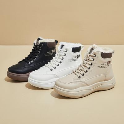 Зимние массивные ботинки на платформе для женщин, нескользящая обувь для ходьбы с меховой подкладкой, удобные кроссовки на шнуровке, женские теплые короткие ботильоны для улицы