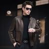 Ретро тренд овчина кожа кожаная куртка мужская красивая локомотив кожаная куртка зеленая тонкая кожаная куртка куртка