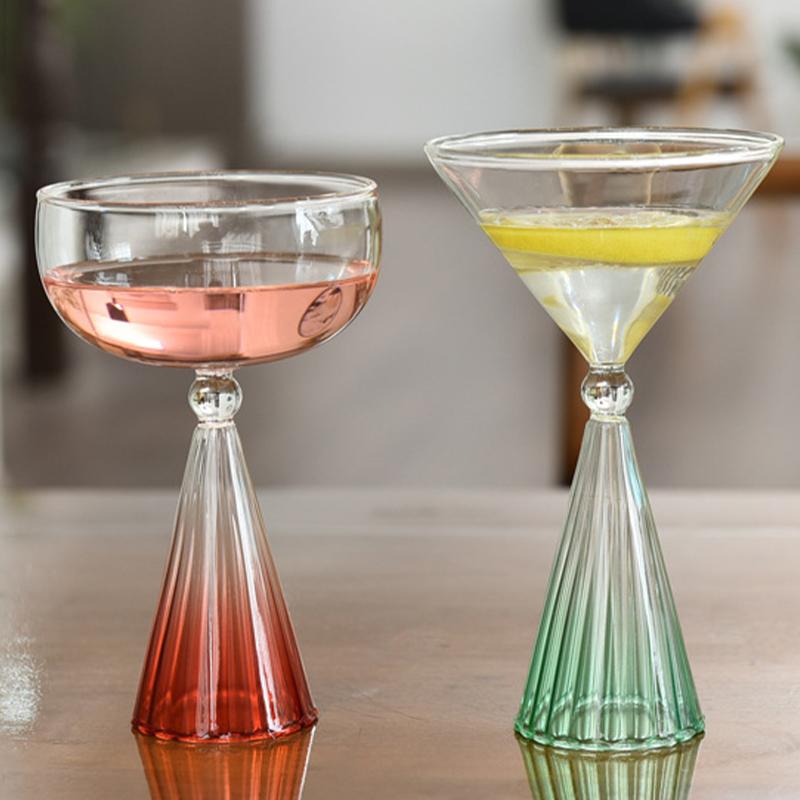 Transparent Irregular Shape Dessert Glass Goblet Gradual Colorful Ice Cream Cup