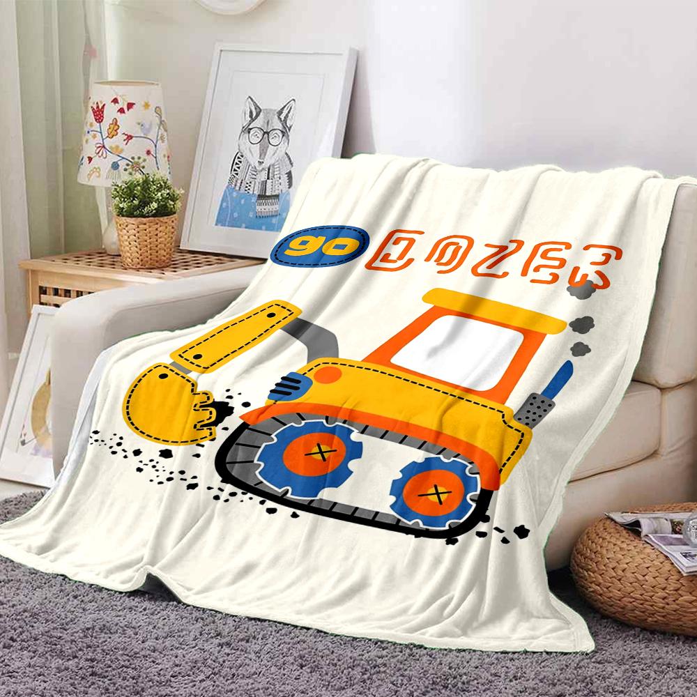 excavator Theme Printed Blanket - Perfect for Couch, Bed, Travel & Outdoor Use | Machine Washable, Cozy & Durable.