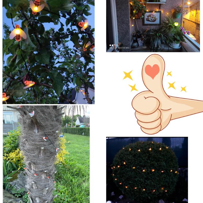 10 м солнечная уличная милая медовая лампа, гирлянда, сказка, лампа из медной проволоки, украшение для сада, газона, растений, украшение для двора, вечеринки, праздника, свадьбы