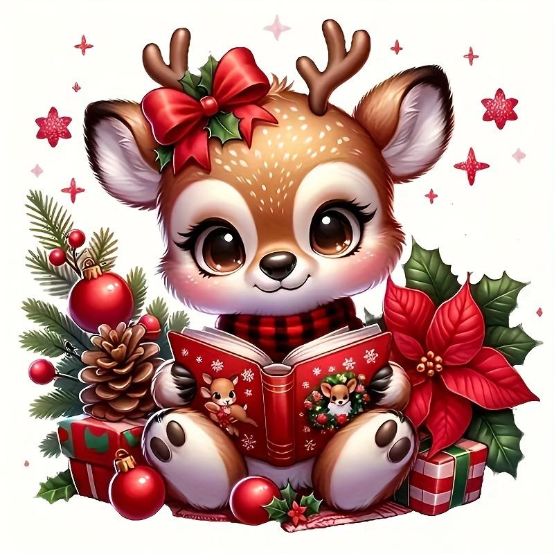 1pc Christmas Deer PVC Stickers, Cartoon Animal Fantasy,Self-Adhesive, Shiny, Suitable for Metal and Ceramic Surfaces,Reusable