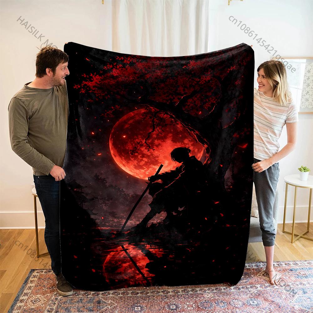1PC Blood moon samurai Print Adult Children Warm Blankets Home Travel Car Soft Comfortable Suitable for all seasons