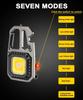 LED Keychain Flashlight Multifunctional COB Work Lamp Rechargeable Waterproof Torch Hammer For Camping Hiking Running Fishing