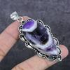 Chevron Amethyst Gemstone 925 Sterling Silver Jewelry Pendant 2.99"