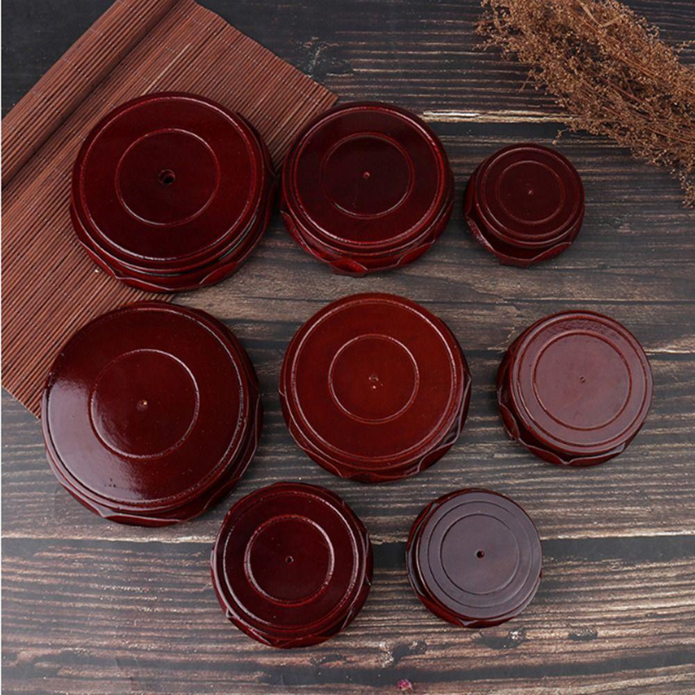 Round 1Pcs Antique Carved Vintage Rotate Teapot Display Holder Stand Base Vase Base Ornament