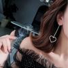 Длинные роскошные серьги со стразами для женщин, большие сердца с кристаллами, простые корейские массивные висячие серьги, свадебные украшения для вечеринки