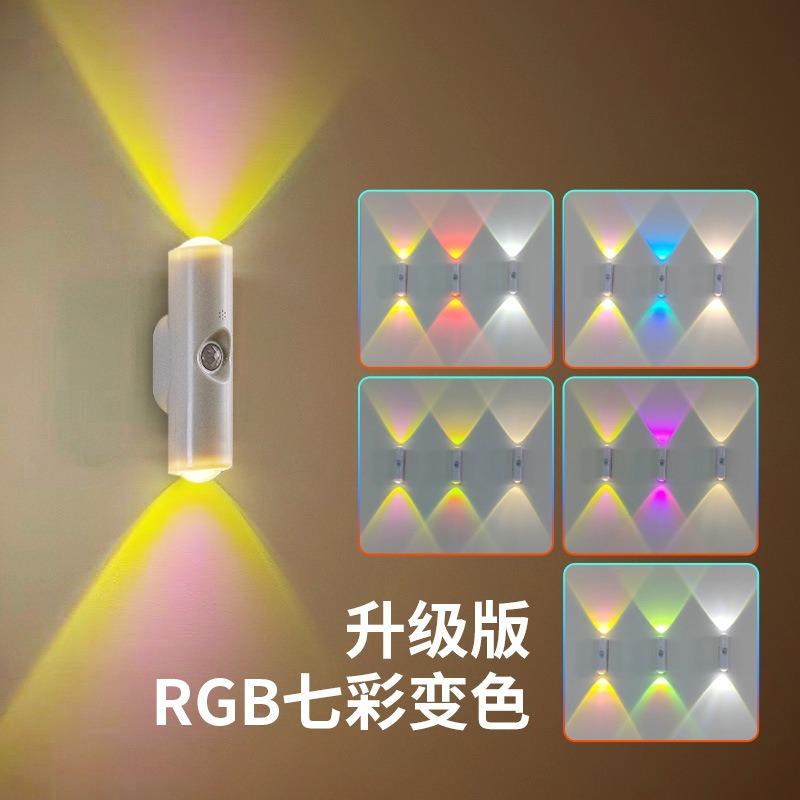 1/2/3 ШТ Умный RGB Градиентный Ночник Магнитный Датчик Движения Перезаряжаемая Настенная Лампа для Спальни Ванной Комнаты Шкафа Сада Домашний Декор