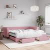 VidaXL Daybed with Trundle and Drawers Pink 100x200 Cm Velvet 3197853