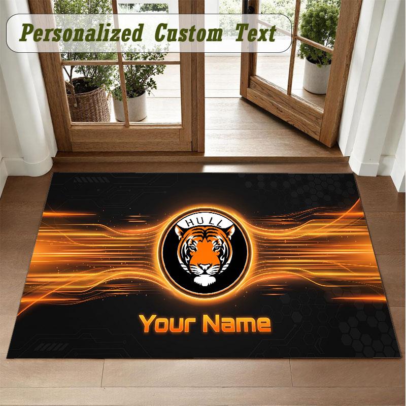 Crystal Velvet Square Rug Custom NameHull City Pattern Non Slip Home Floor Decor Rug