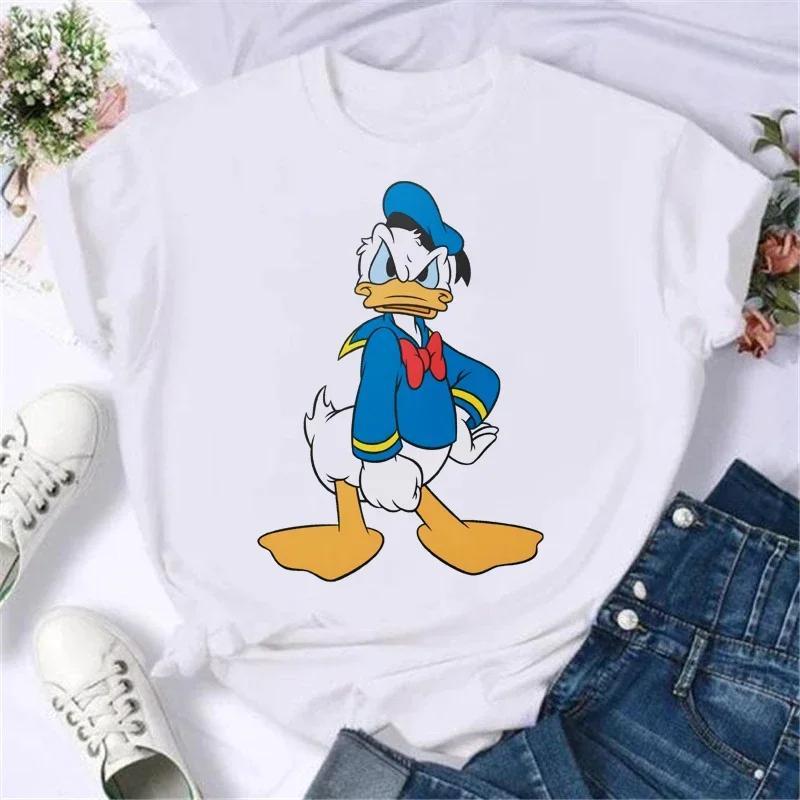 Miniso Футболка с принтом Disney Family Vacation Кавайный Микки Минни Дональд Дак Модная одежда Повседневная женская футболка Camiseta Mujer