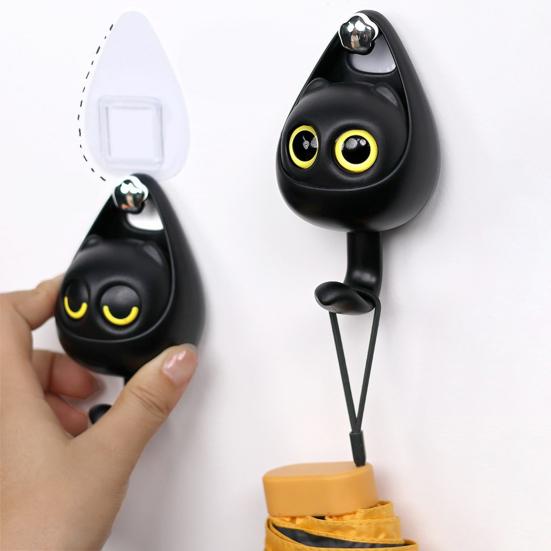 3Pcs Wall Hook Self-adhesive Cartoon Cat Shape Hook Strong Multi-purpose Hangers for Hats Backpacks Keys