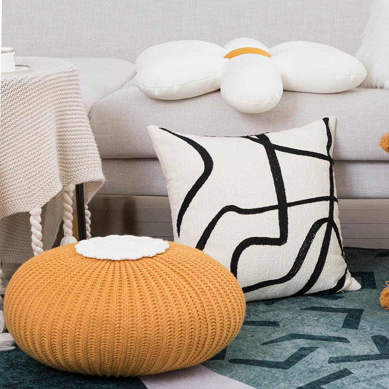 Plush Embroidered Cushion Cover Couch Ornamental Pillowcase Cushion Cover Ornamental Pillow Case Living Room Area Decoration Chair Cushions