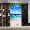 Sea View Of The Beach Under The Coconut Tree DIY Door Wall Sticker Home Decor Living Room Self-adhesive Waterproof PVC Wallpaper