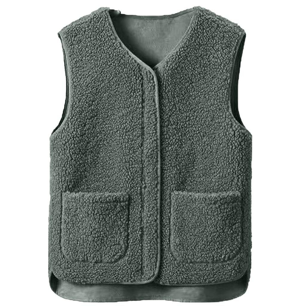 Women's Fashion Casual Loose Lamb Wool Female Short Winter Vest