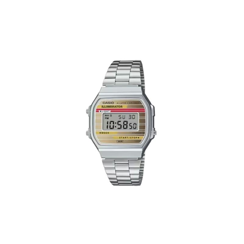 Casio Водонепроницаемые Кварцевые Стальной Ремешок Мужские и Женские Один Стиль Золотой Циферблат A168WEHA-9AJF