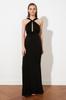 Women's Fashion New Evening Dress & Graduation Dress Black Lined Knitted Long Evening Evening Dress