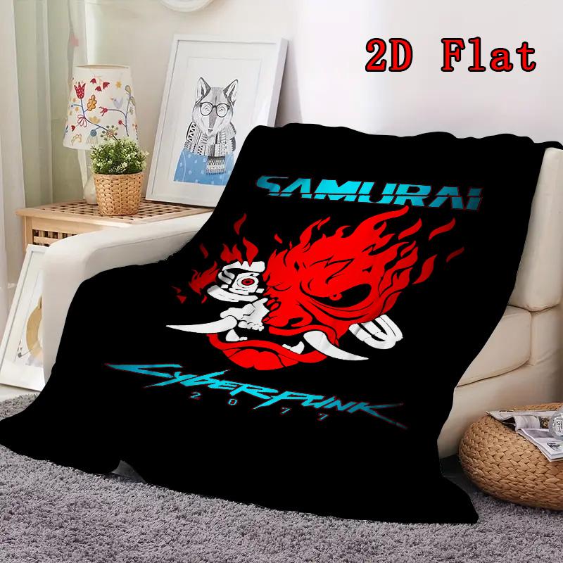 SAMURAI Cyberpunk 2077 2D Flat Pattern Flannel Blanket High quality All Seasons Warmth and Comfort Perfect for Christmas Gifts.NMT0928504