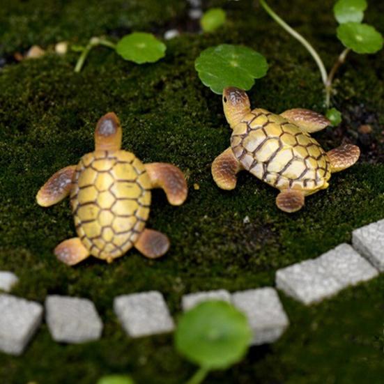 2Pcs Resin Turtle Model Miniature Fairy Garden Bonsai Dollhouse Figurine Decor