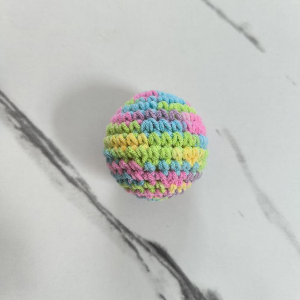 Retro Hand-Knitted Cat Toys Ball Colorful with Bell Inside Cat Ball Toy Woolen Yarn Interactive Kitten Toys for Indoor Self Play