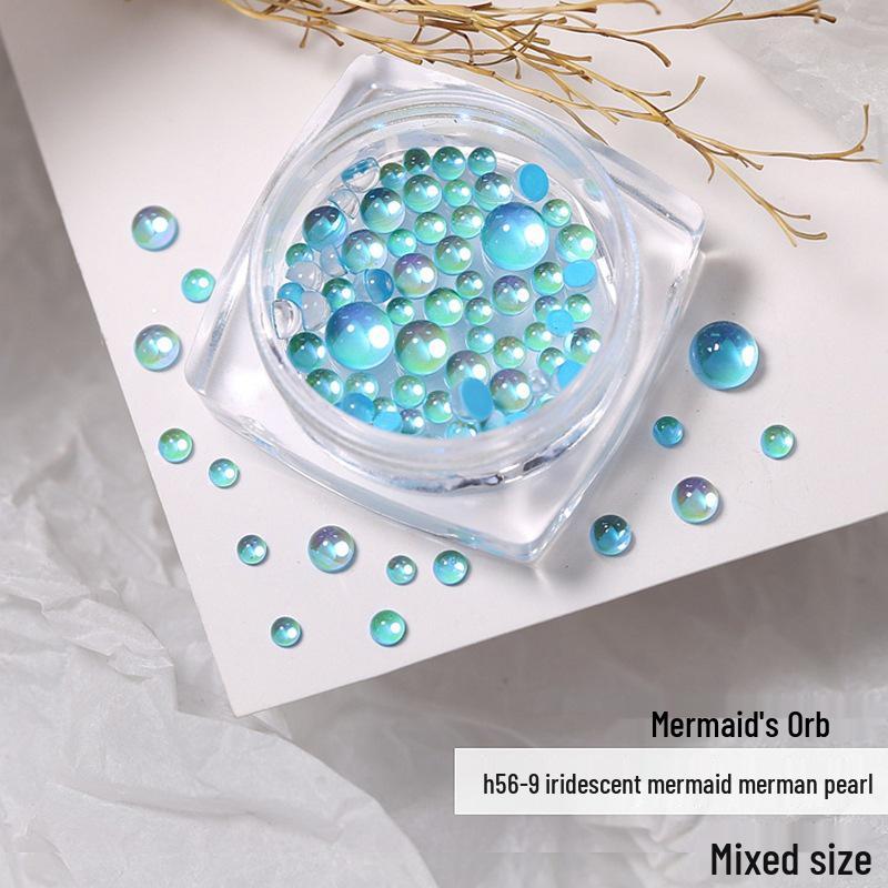 Стразы для ногтей Русалочка Жемчуг Аврора: Кристальные бусины конфетных цветов для декора ногтей (Плоский снизу)