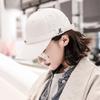 Long Letter Embroidered Baseball Cap for Women Hard Top Curved Brim Hat Korean Style Solid Color Peaked Hat Trendy Sun Protection Hat