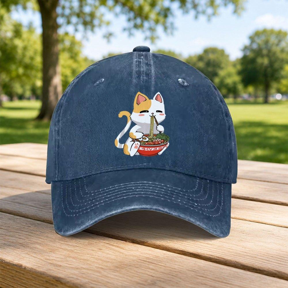RaUnisex Cat Hand Wash Baseball Cap Unisex Casual Dad Hat Retro Streetwear for Outdoor Travel Daily Wear