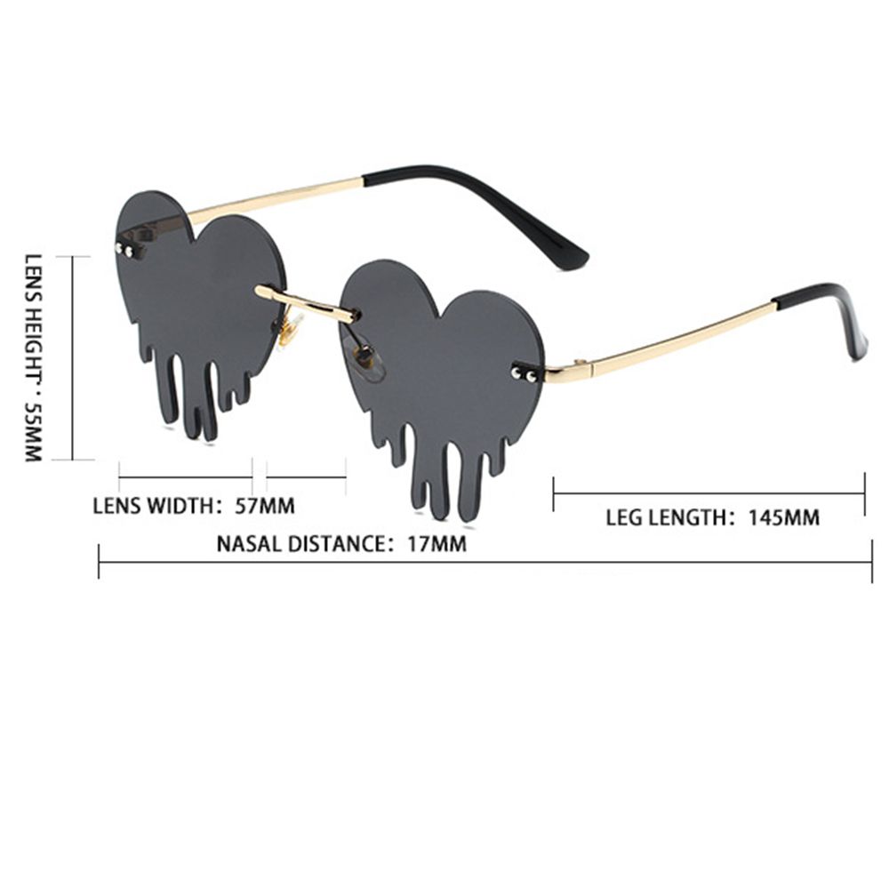 Fashion Colorful Ocean Luxury Heart Unique Women Tear Shape Rimless Sunglasses Sun Glasses