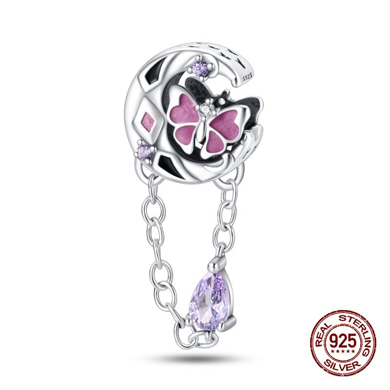 925 Sterling Silver Butterfly Tulip Iris Flower Charms Beads Fit 925 Original Bracelets Fine DIY Valentine Jewelry Gifts