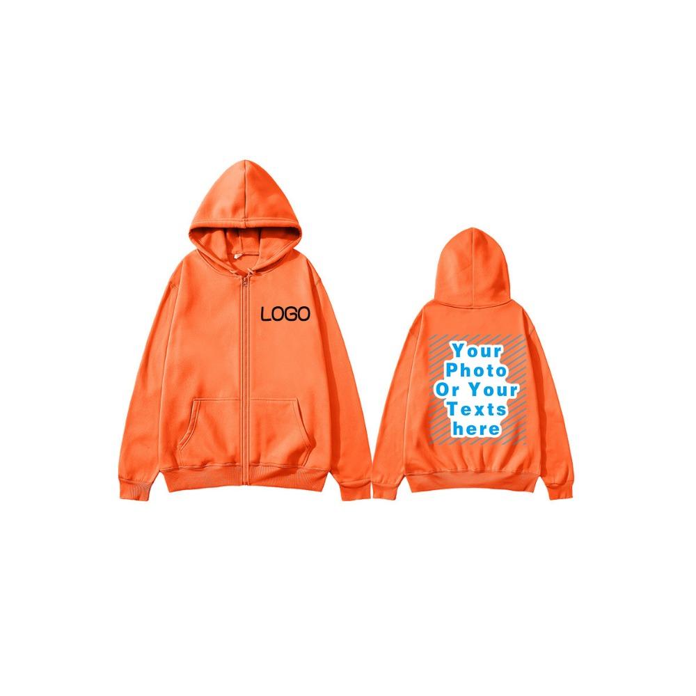 Zipper Hooded DIY13 Cardigan Sweatshirt Jacket Anytime Anywhere Design Brand Logo Custom Image Replication