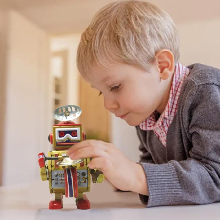 Старинная жестяная игрушка Уникальный робот-барабанщик Винтажная заводная игрушка для домашнего декора и коллекции