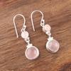 Натуральный камень Розовый Кварц 925 Проба Серебро Ручная Работа Заявление Серьги EE-160-19
