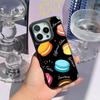 Macaron Cute pink girl pattern Phone Case for iPhone 17 16 e 15 14 13 12 Pro Max Sheepskin Silver-edged protective case