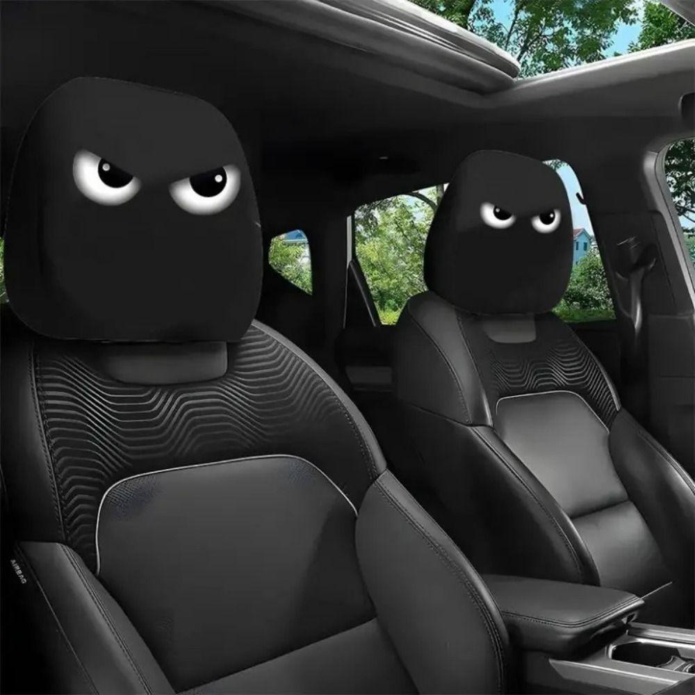 2Pcs Funny Face Expressions Car Headrest Covers Cartoon Car Seat Headcover Gift for Car Lover
