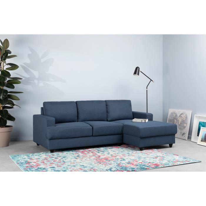 4-seater Right-hand Corner Sofa - Blue Fabric - Contemporary - L 215 X D 140 H 86 Cm - PAUL