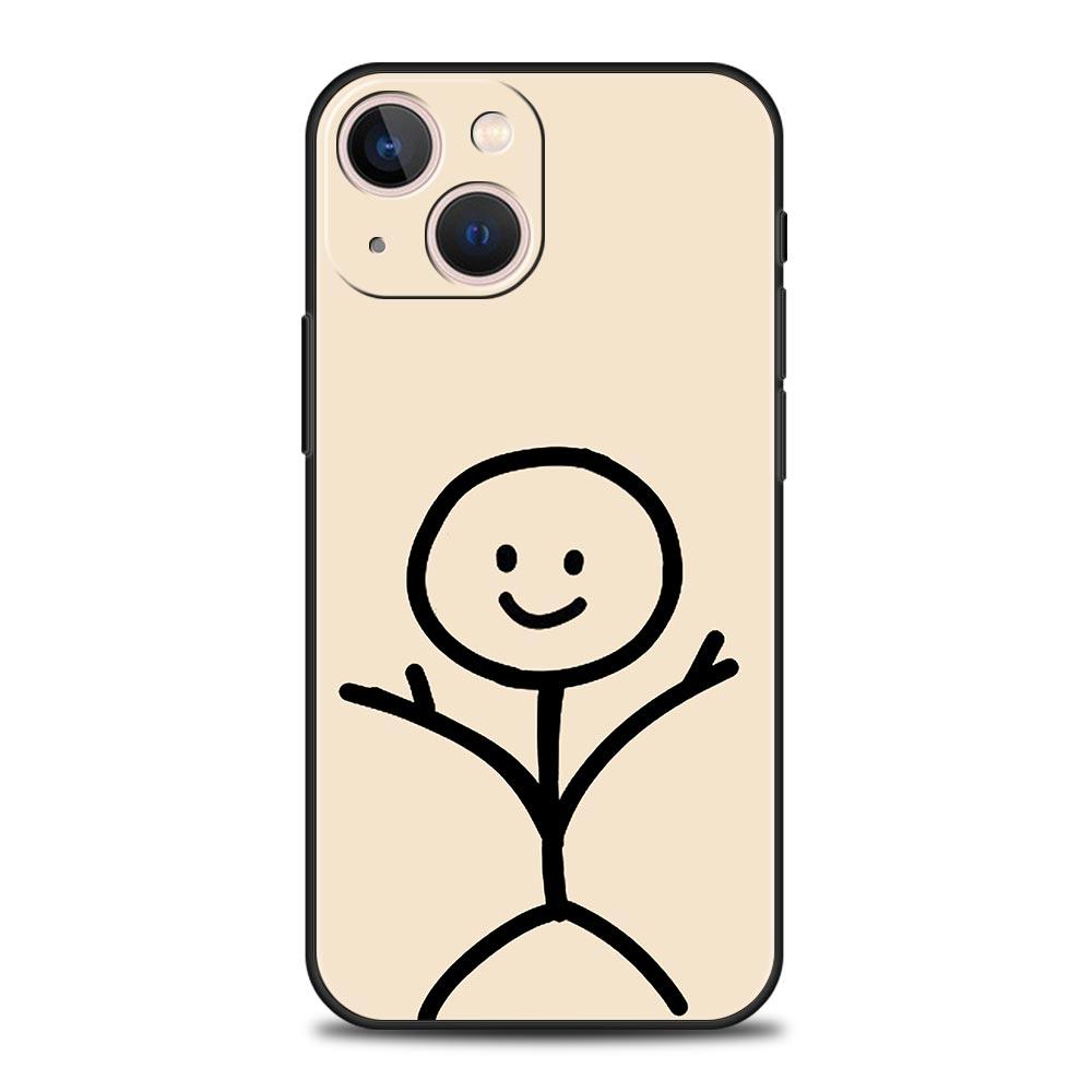 Чехол с мультяшным спичкой для iPhone 11, 12, 13, 15, 14 Pro Max, чехол для телефона X XR XS 7 8 Plus SE 2020, роскошный черный мягкий силиконовый чехол Funda