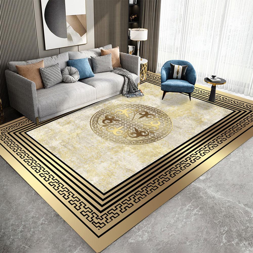 Luxury Golden Carpet for Living Room Decoration Modern Abstract Home Office Large Area Rugs Decor Soft Bedroom Lounge Floor Mat