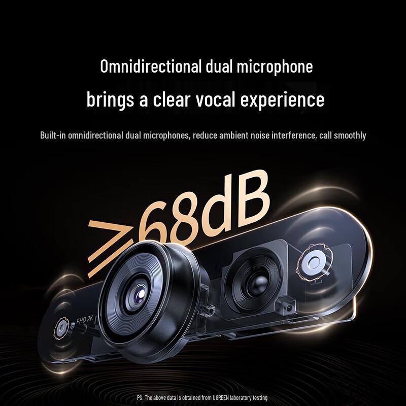 Ugreen 2K HD USB External Webcam with Dual Microphones & Speaker