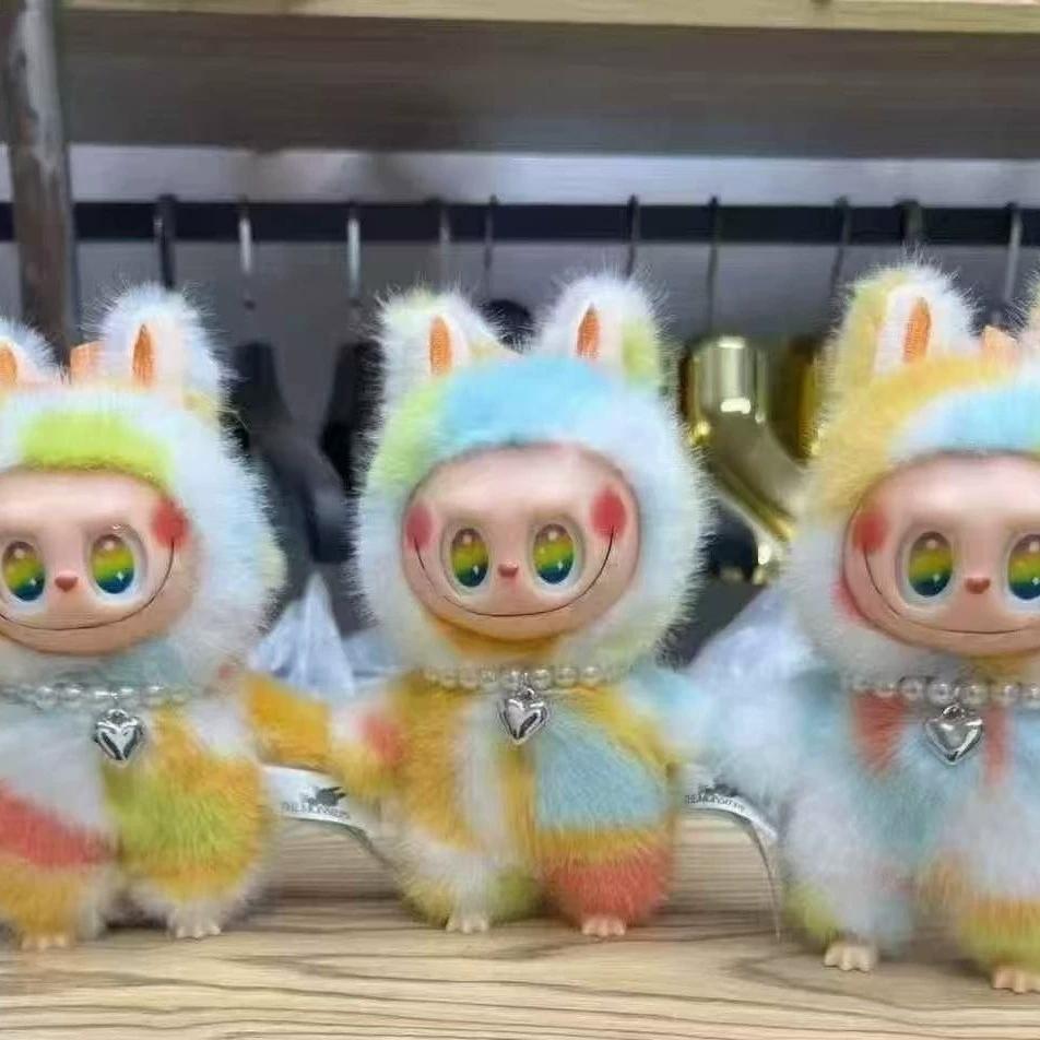 17см Игрушка Лабубу Пятого Поколения, Виниловое Лицо с Высокой Энергией, Слепой Бокс, Плюшевая Игрушка Макарон, Рюкзак для Школы, Брелок-Подвеска