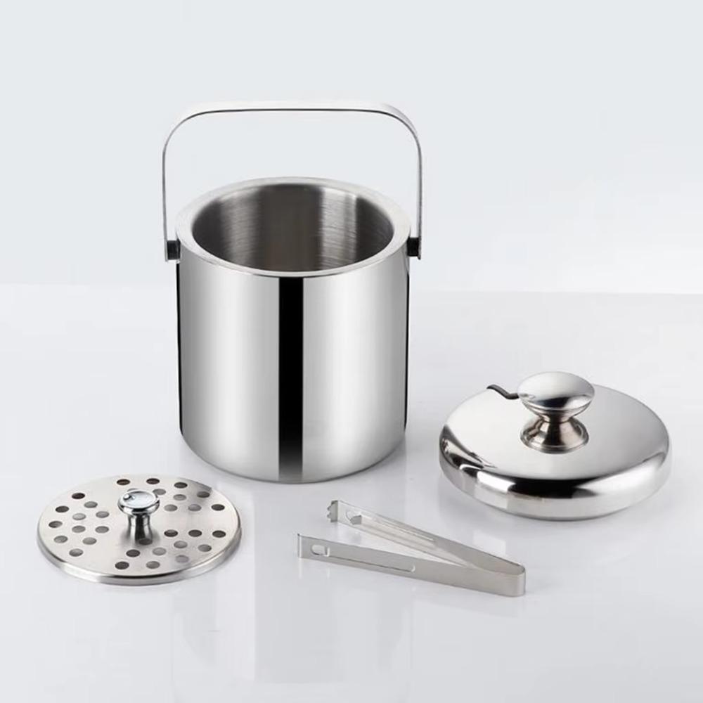 304 Stainless Steel Bar Insulated Ice Bucket 3.0/1.3 L Bar Drink Cooler  Pub