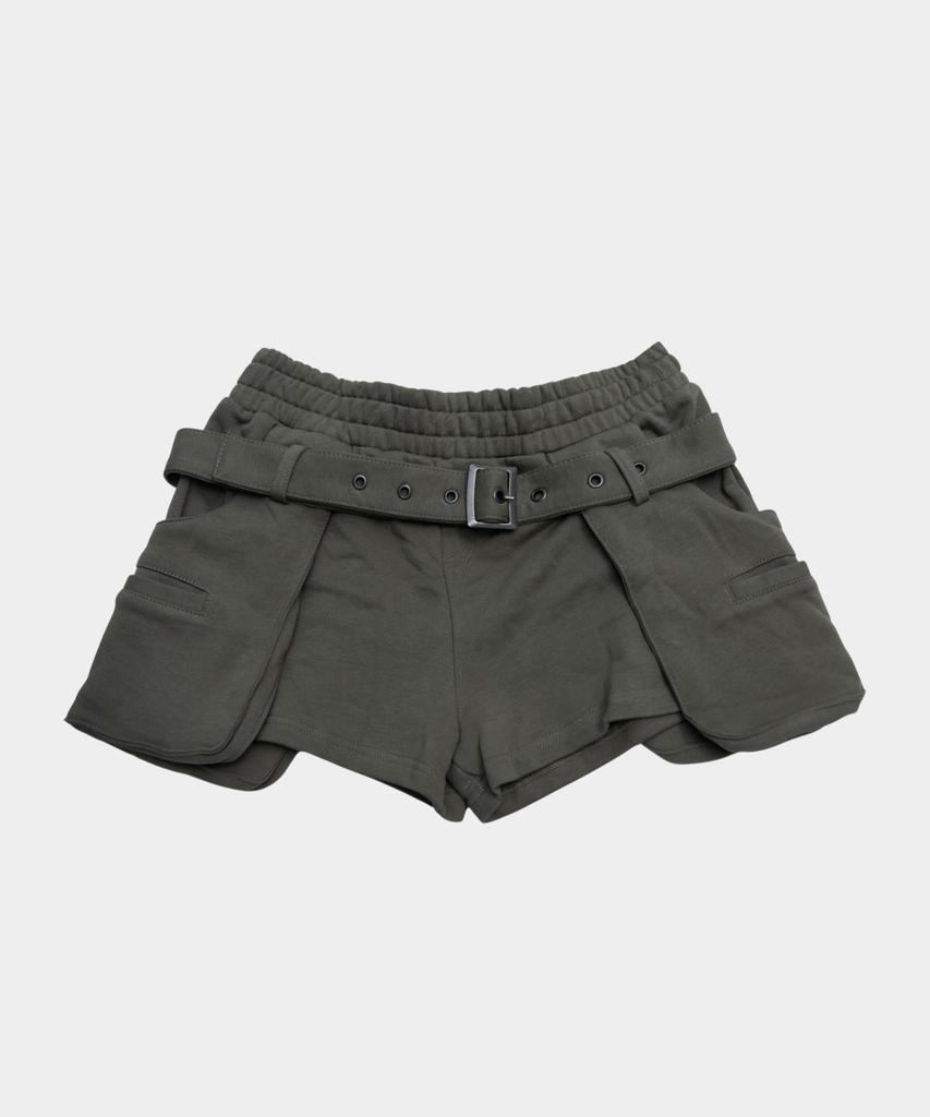 PLACE STUDIO Eyelet Belt Set Cargo Pocket Layered Point Cotton Mini Shorts_2 Colors